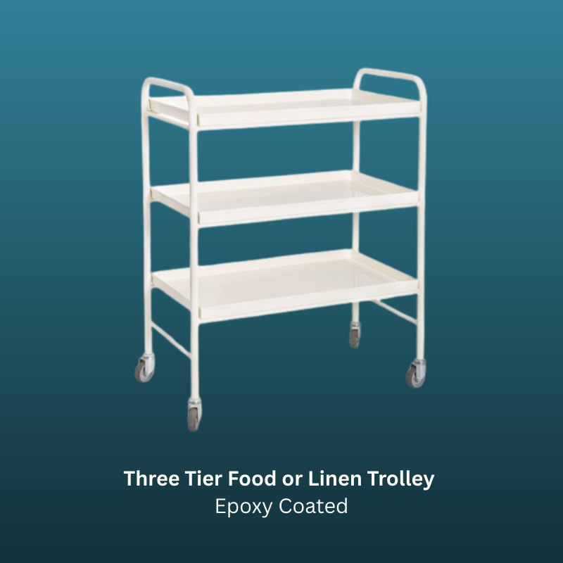 Three Tier Food or Linen Trolley Epoxy Coated