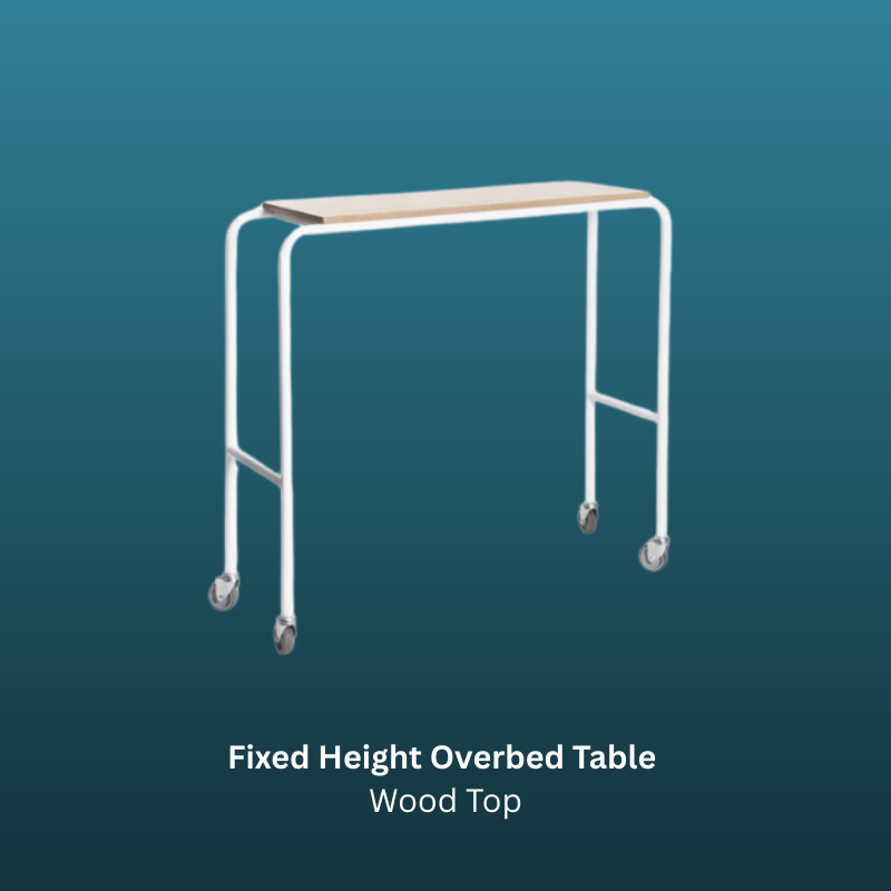 Fixed Height Overbed Table Wood Top