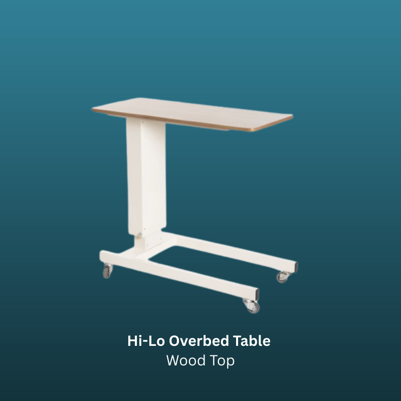 Hi-Lo Overbed Table Formica Wood Top