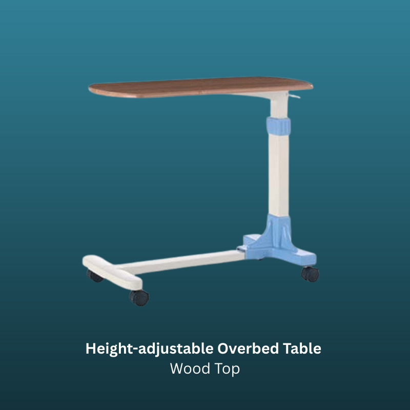 Height-adjustable Overbed Table Wood Top F32