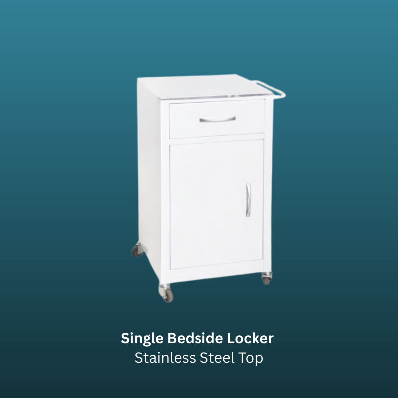 Single Bedside Locker Stainless Steel Top